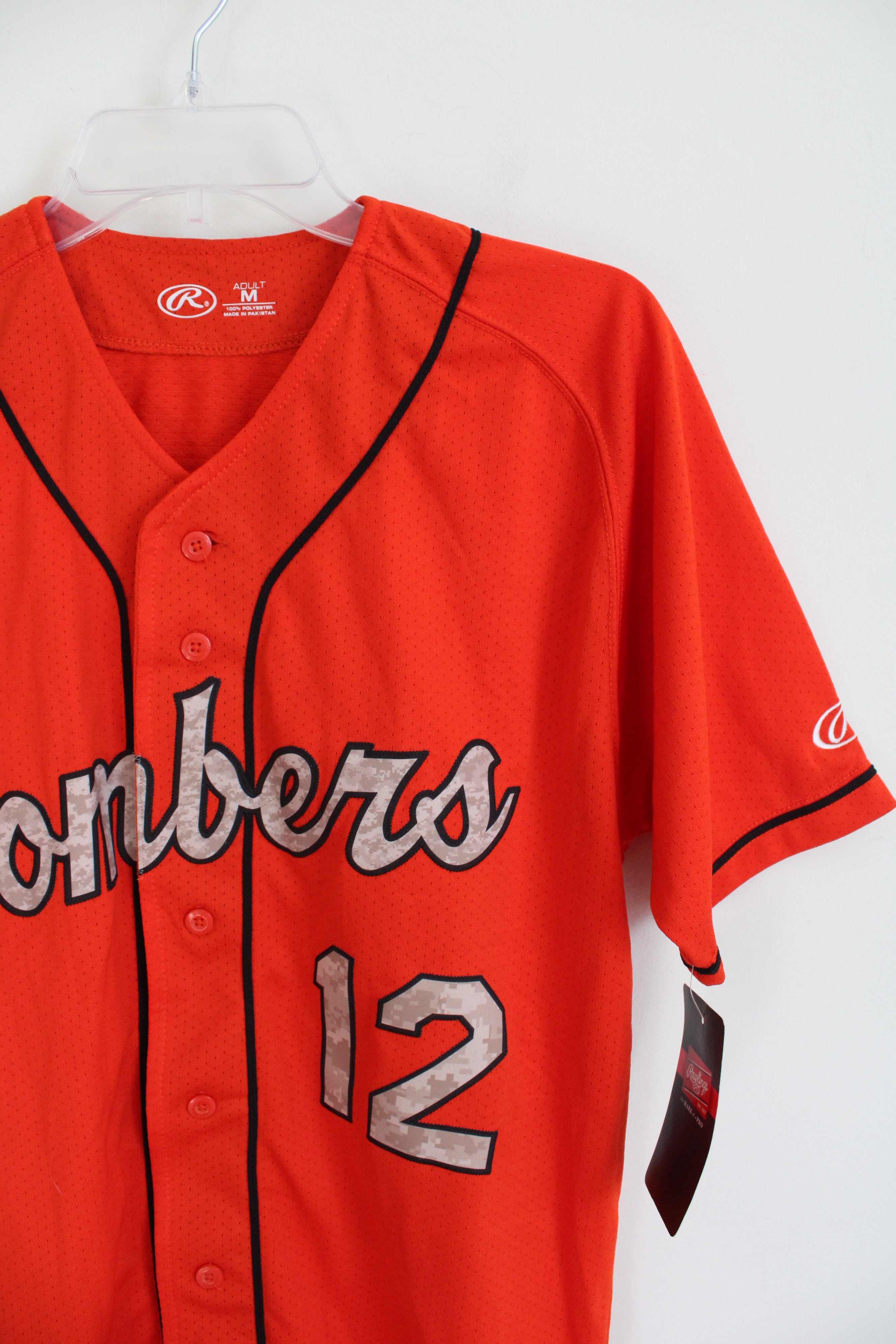 NEW Rawlings #12 Bombers Orange Baseball Jersey | M