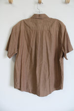 Zinc Wrinkle Resistant Light Brown Button Down | L