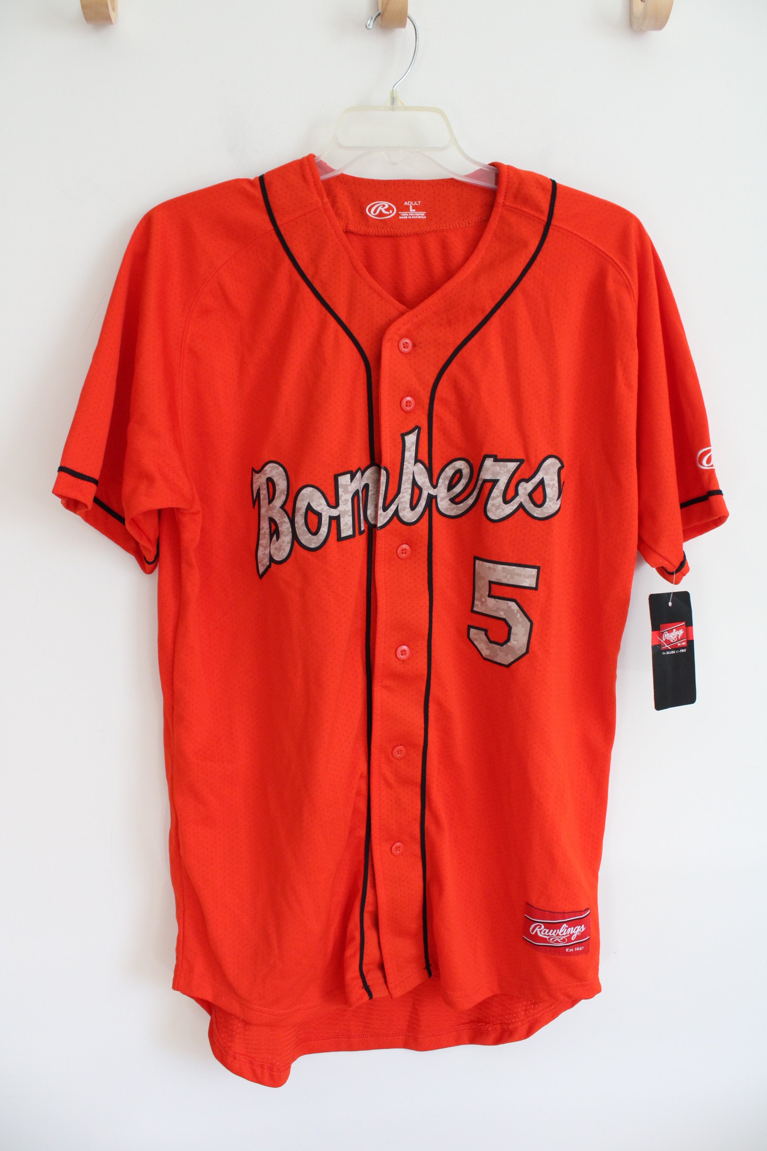 NEW Rawlings #5 Bombers Orange Baseball Jersey | L