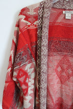 Lucky Brand Red Aztec Patterned Cardigan | M