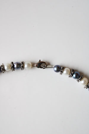 Blue & Ivory Genuine Pearl Necklace