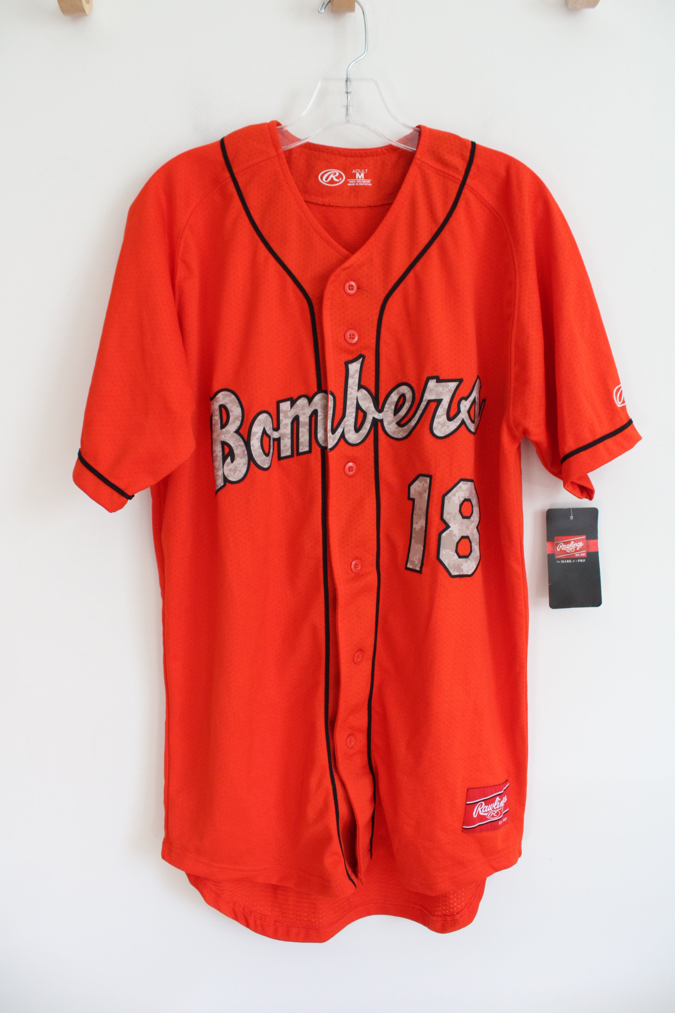 NEW Rawlings #18 Bombers Orange Baseball Jersey | M