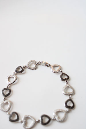 Sterling Silver Two-Toned Heart Bracelet