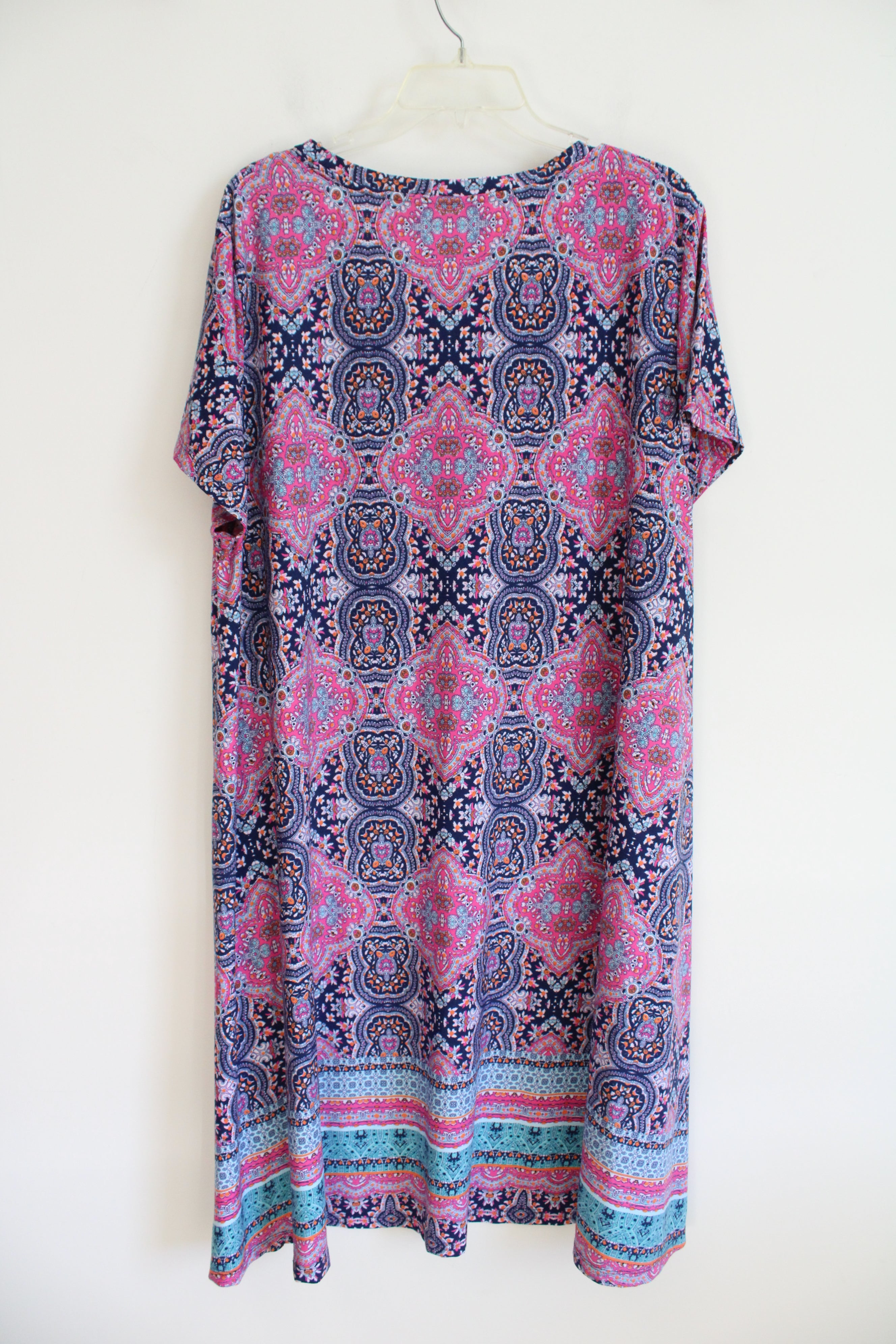 Tahari Blue Pink & Orange Patterned Dress  | 3X