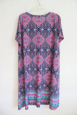 Tahari Blue Pink & Orange Patterned Dress  | 3X