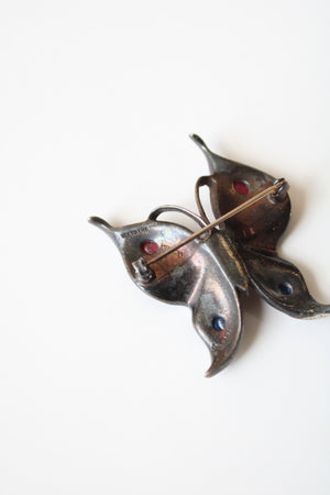 Trifari Sterling Silver Rhinestone Butterfly Pin