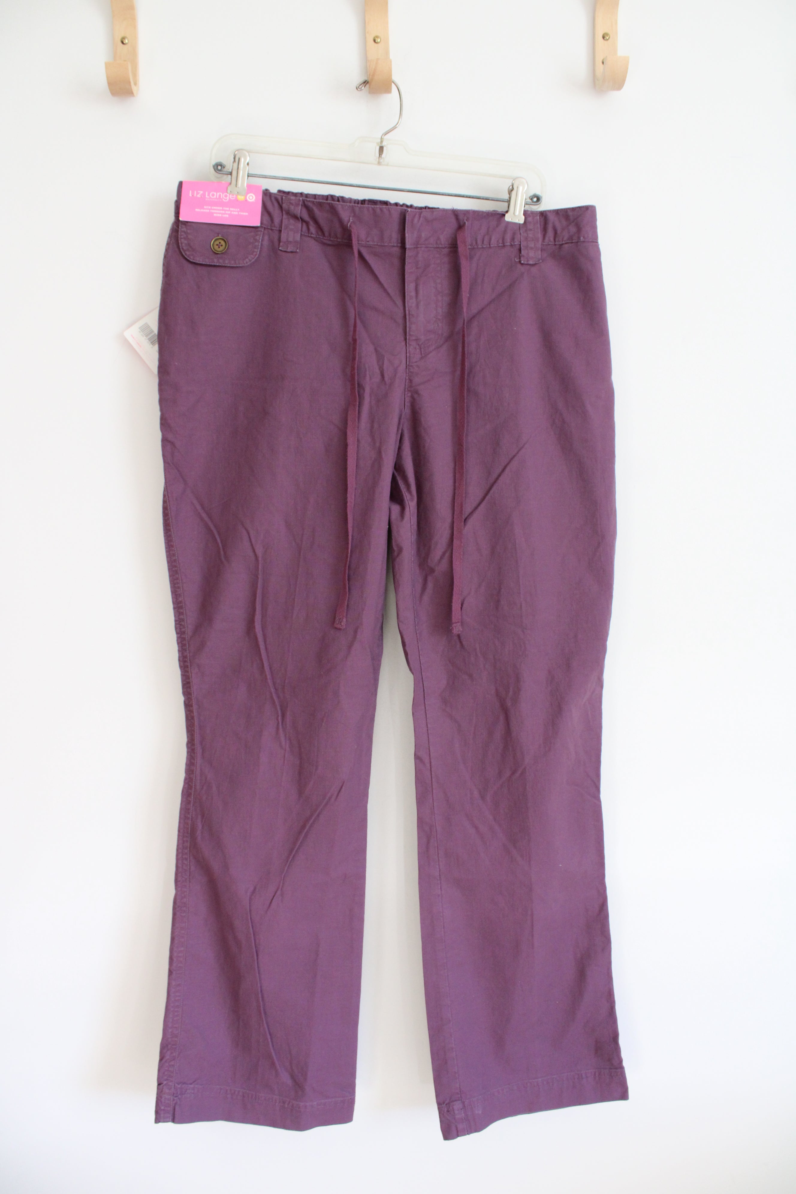 NEW Liz Lange Wide Leg Adjustable Waist Purple Maternity Pants | 8