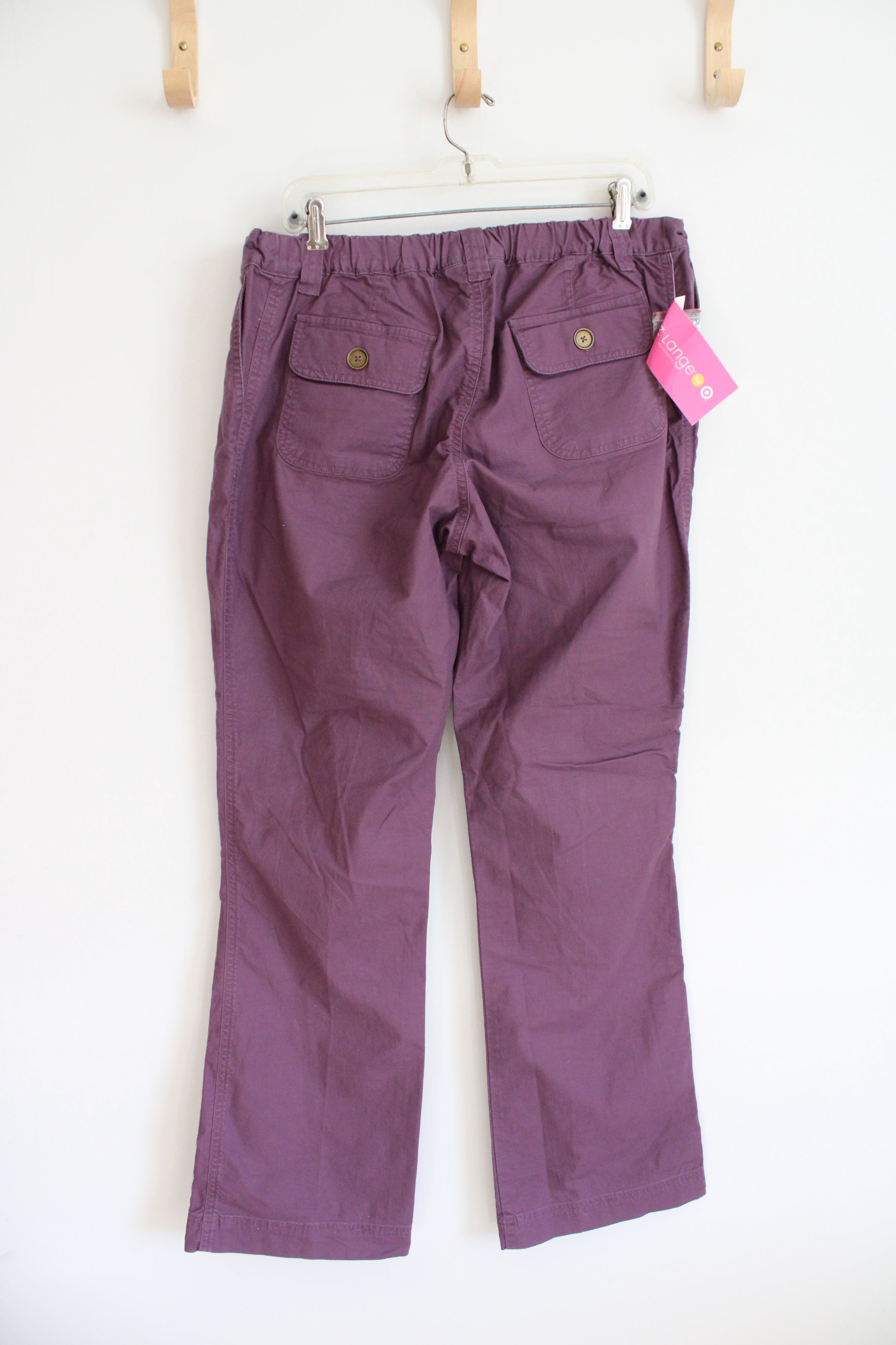 NEW Liz Lange Wide Leg Adjustable Waist Purple Maternity Pants | 8