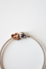 Pandora Sterling Silver Rose Gold Heart Charm Bracelet