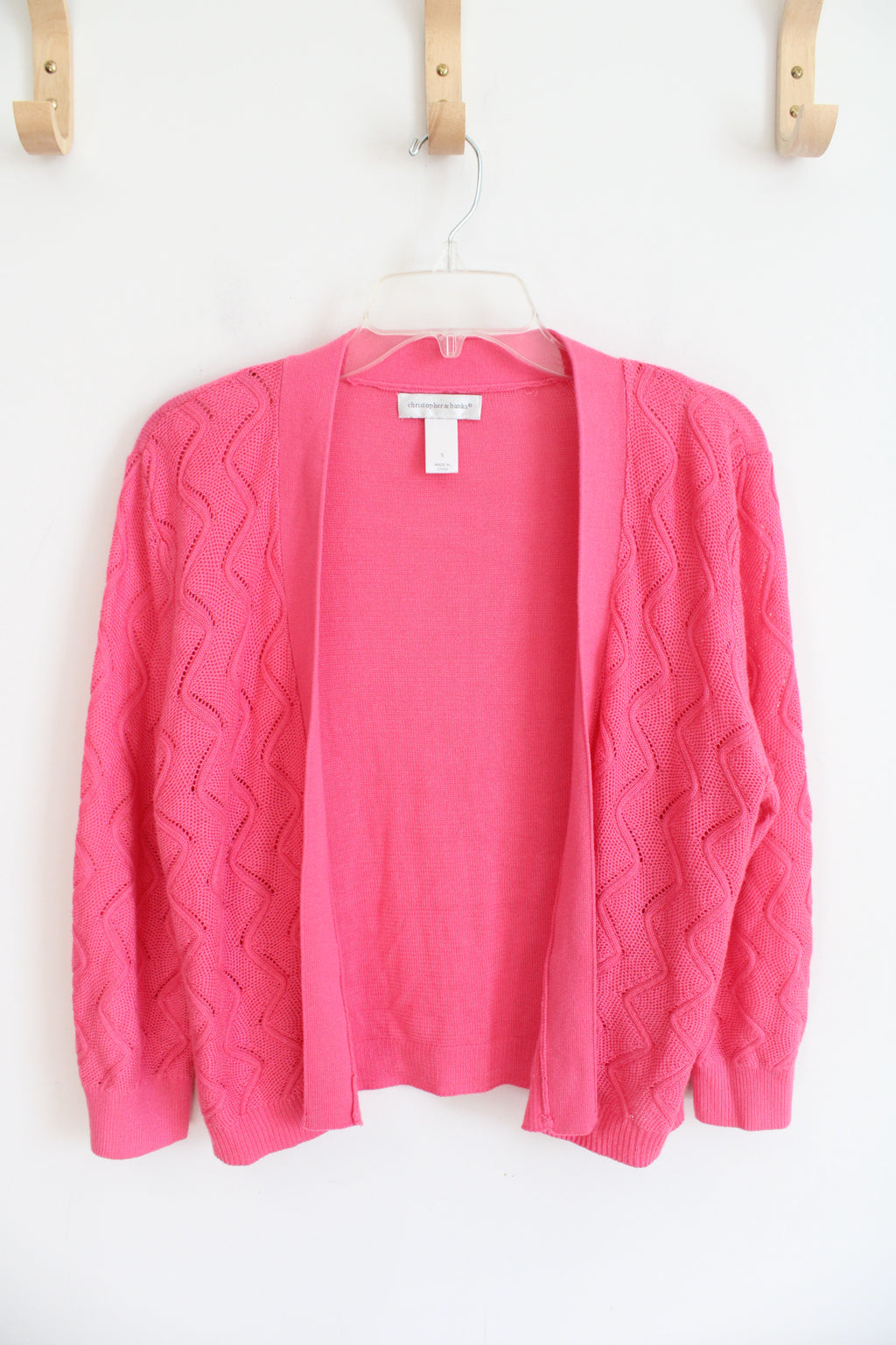 Christopher & Banks Crocheted Pink Cardigan | S