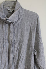 Croft & Barrow Blue White Striped Linen Light Jacket | XXL