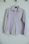 Chaps Pink Black Striped Cotton Button Down No Iron Shirt | L