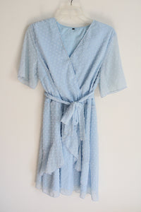 Light Blue Swiss Dotted Chiffon Dress | M