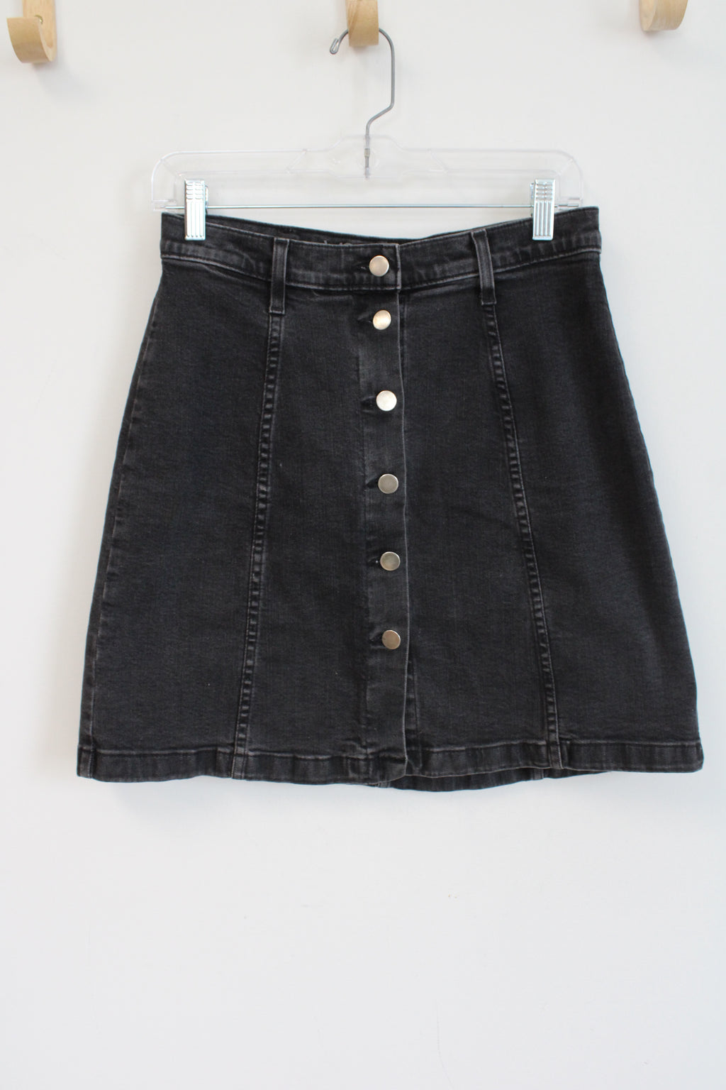 Yoga Jeans Black Denim Bottom Down Skirt | 29W