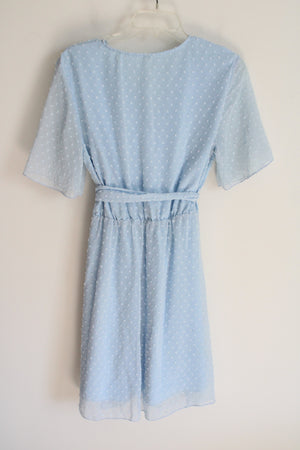 Light Blue Swiss Dotted Chiffon Dress | M