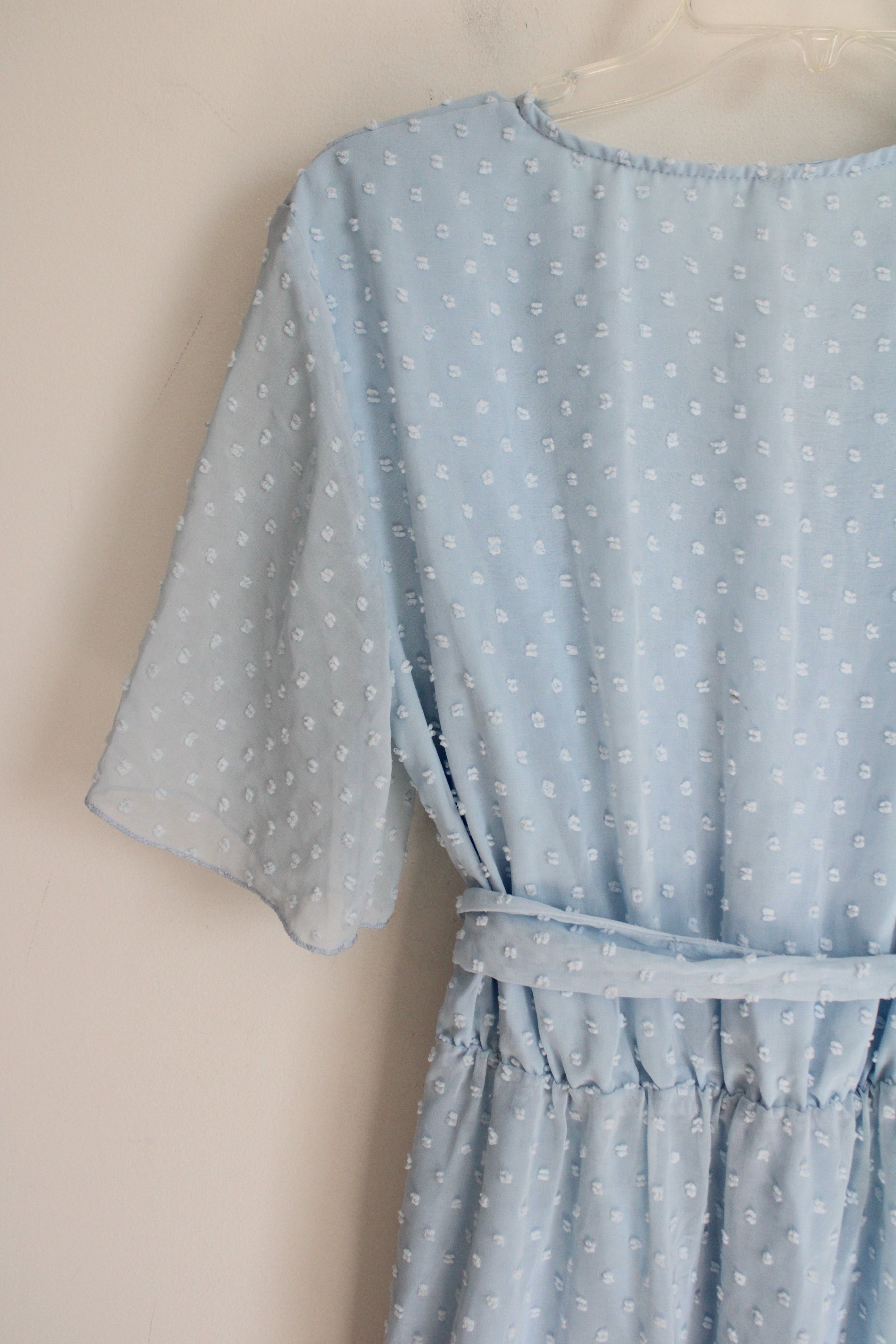 Light Blue Swiss Dotted Chiffon Dress | M