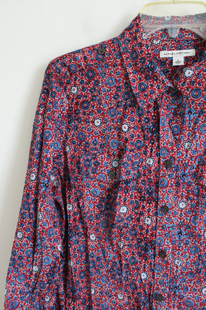 Banana Republic Red and Blue Button Down Shirt | L