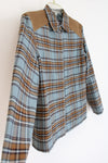 Norton McNaughton Blue Brown Flannel Button Down Shirt | S Petite