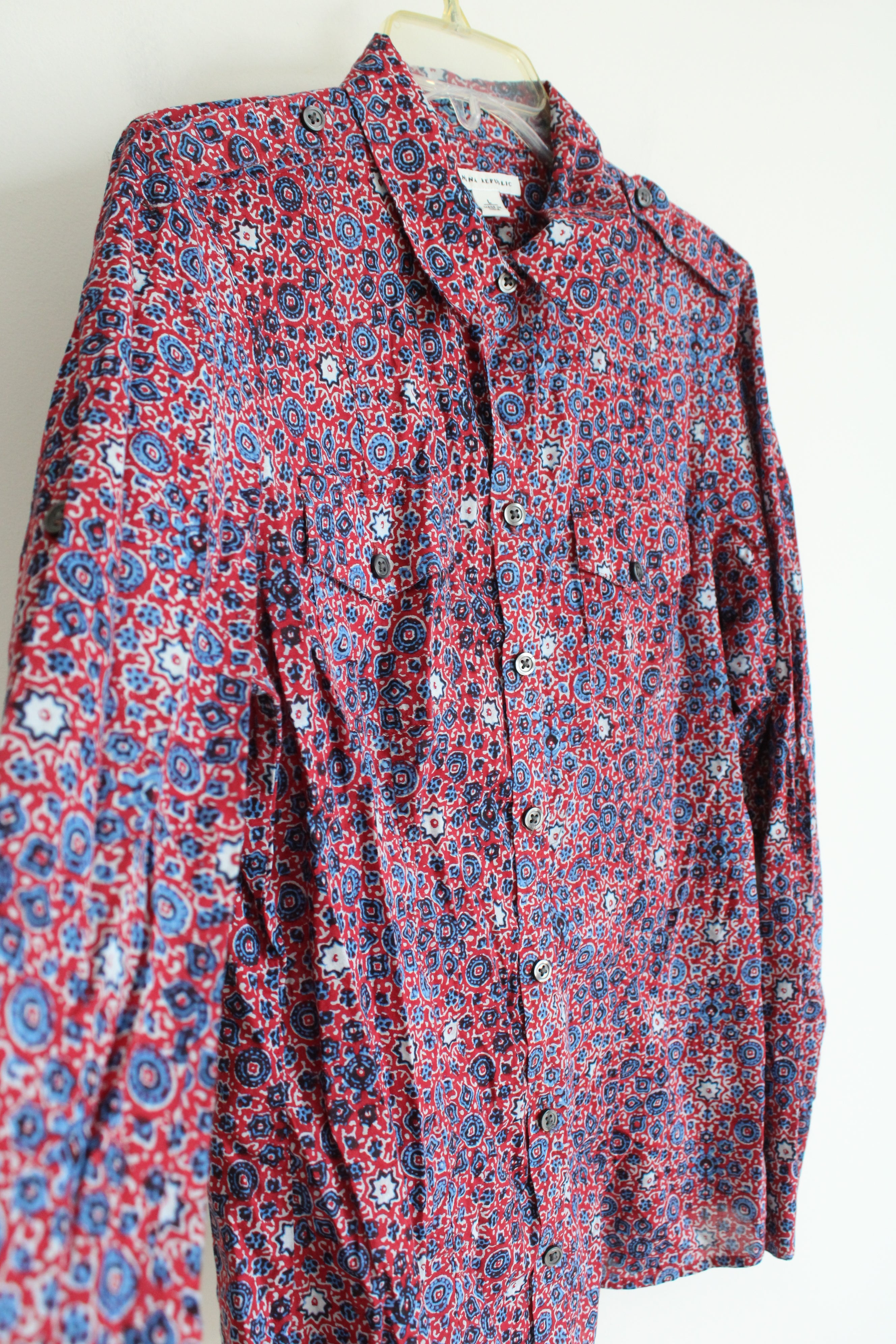 Banana Republic Red and Blue Button Down Shirt | L