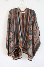 Quagga Aztec Print Poncho Cardigan | One Size