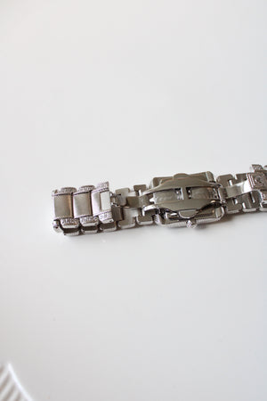Judith Ripka Stainless Steel Rhinestone Edged Analog Watch