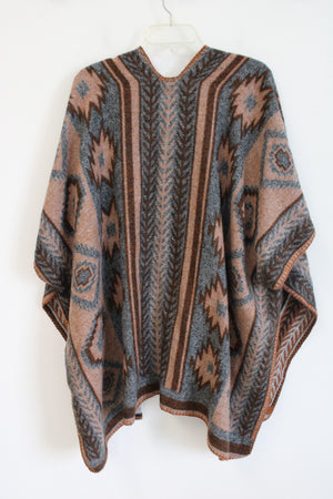 Quagga Aztec Print Poncho Cardigan | One Size