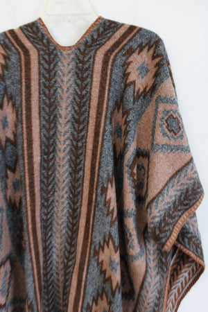 Quagga Aztec Print Poncho Cardigan | One Size