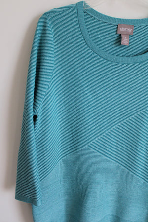 Chico's Blue Ribbed Knit Sweater | 2 (L/12)