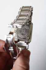 Judith Ripka Stainless Steel Rhinestone Edged Analog Watch
