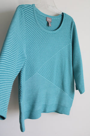 Chico's Blue Ribbed Knit Sweater | 2 (L/12)