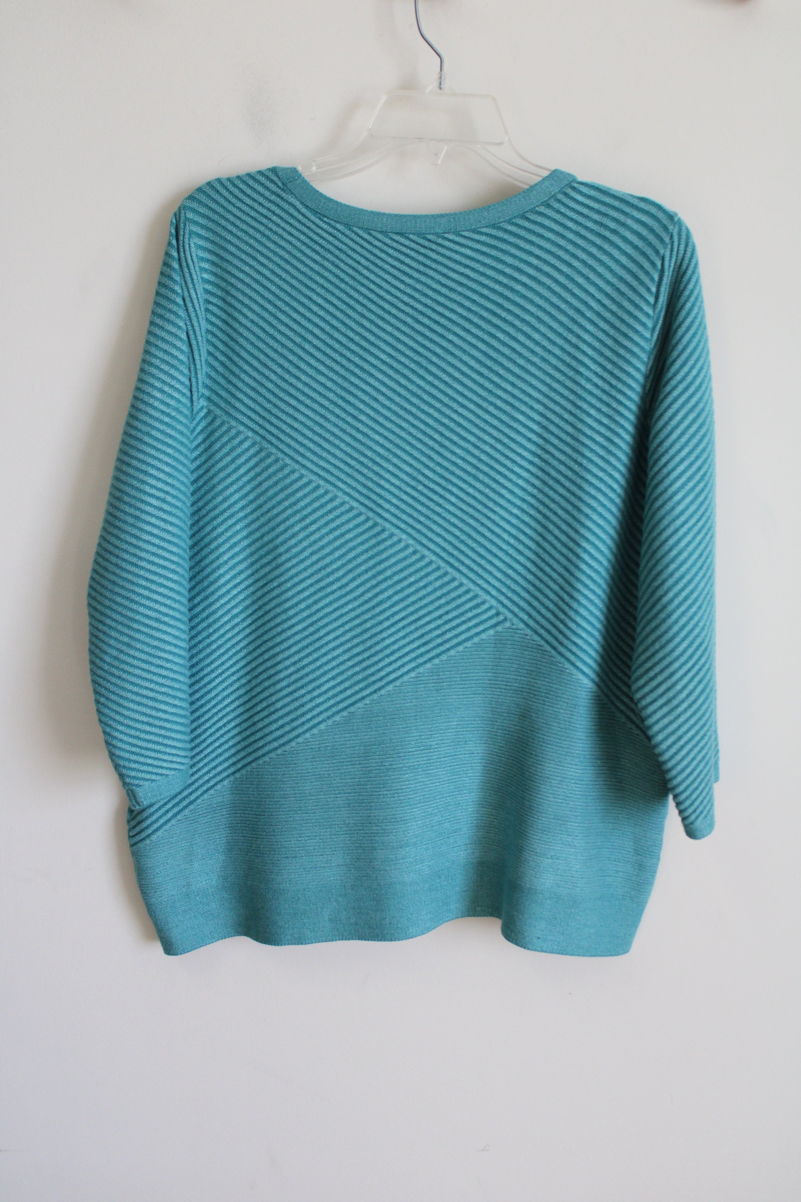 Chico's Blue Ribbed Knit Sweater | 2 (L/12)