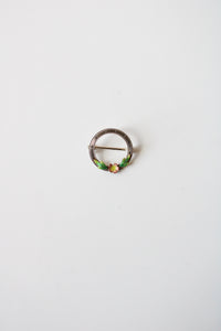 14K White Gold Round Flower Pin