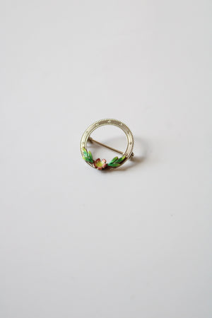 14K White Gold Round Flower Pin