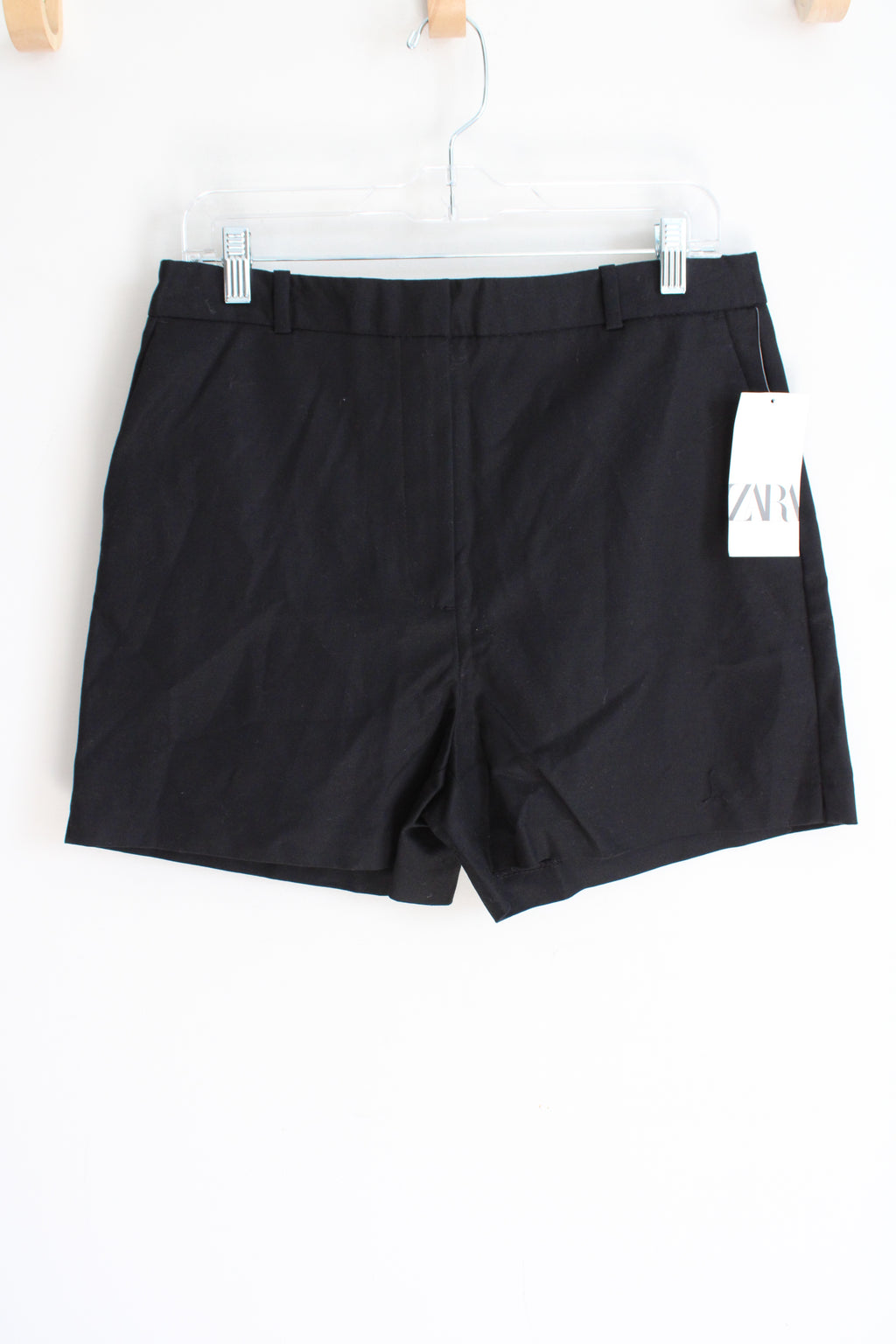 NEW Zara Black High Waisted Chino Shorts | L