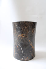 Large Black Brown Marble Granite Wastebasket