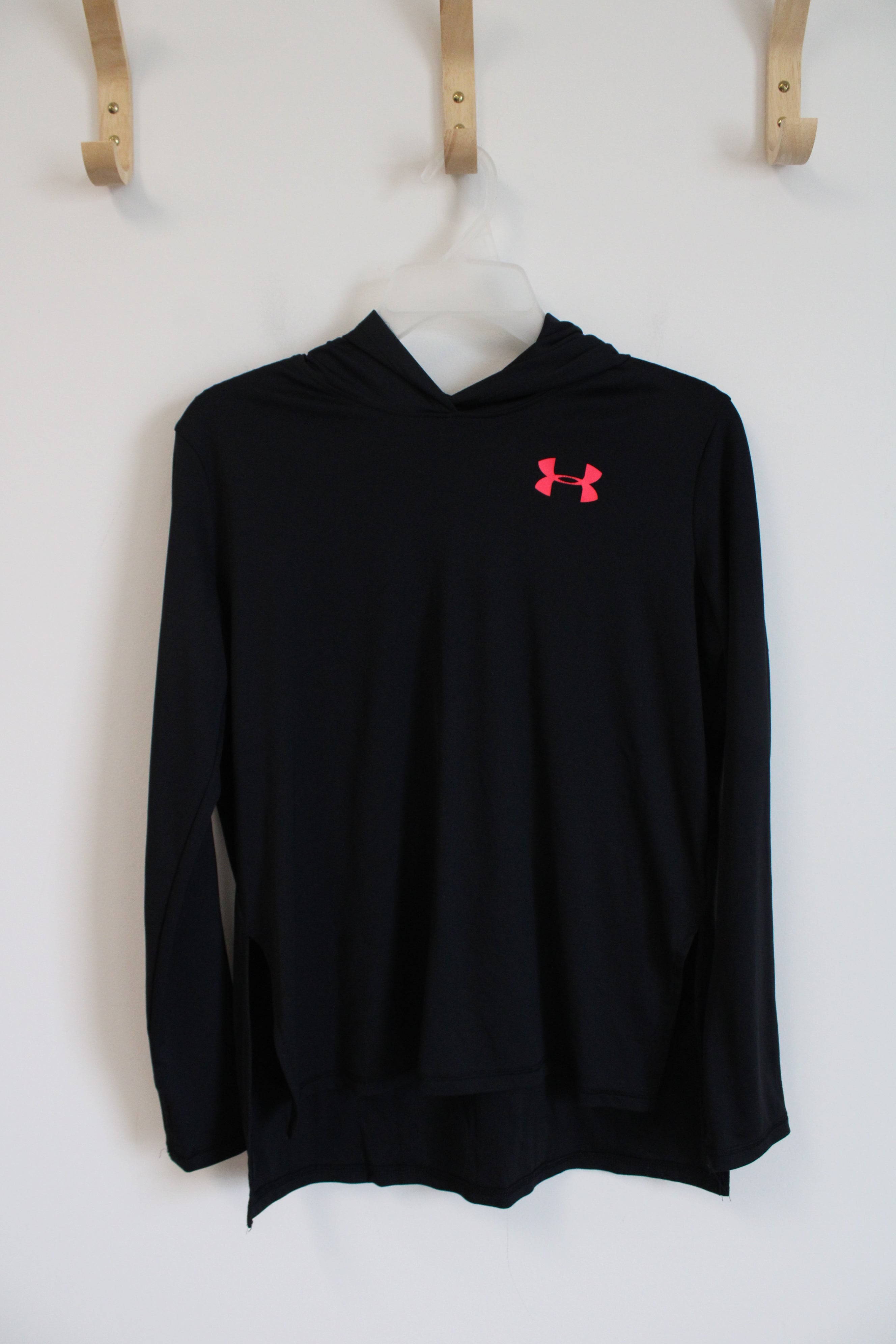 Under Armour Black & Neon Pink Logo Hoodie | Youth XL (18/20)