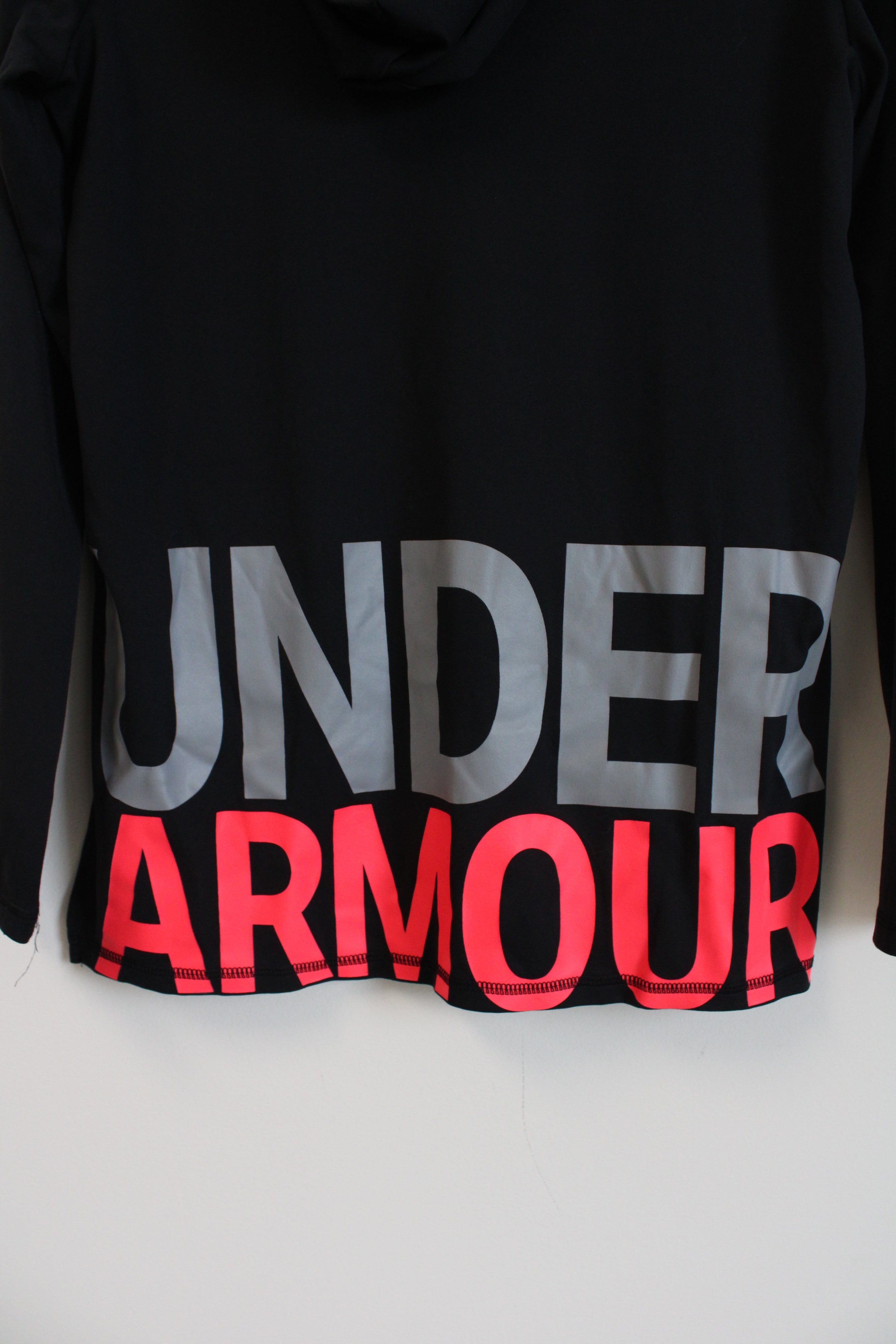 Under Armour Black & Neon Pink Logo Hoodie | Youth XL (18/20)