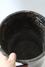 Large Black Brown Marble Granite Wastebasket