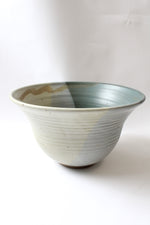 Blue & Tan Variegated Clay Pottery Large Bowl | 11"