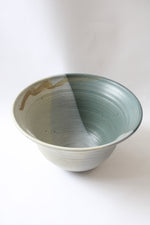 Blue & Tan Variegated Clay Pottery Large Bowl | 11"