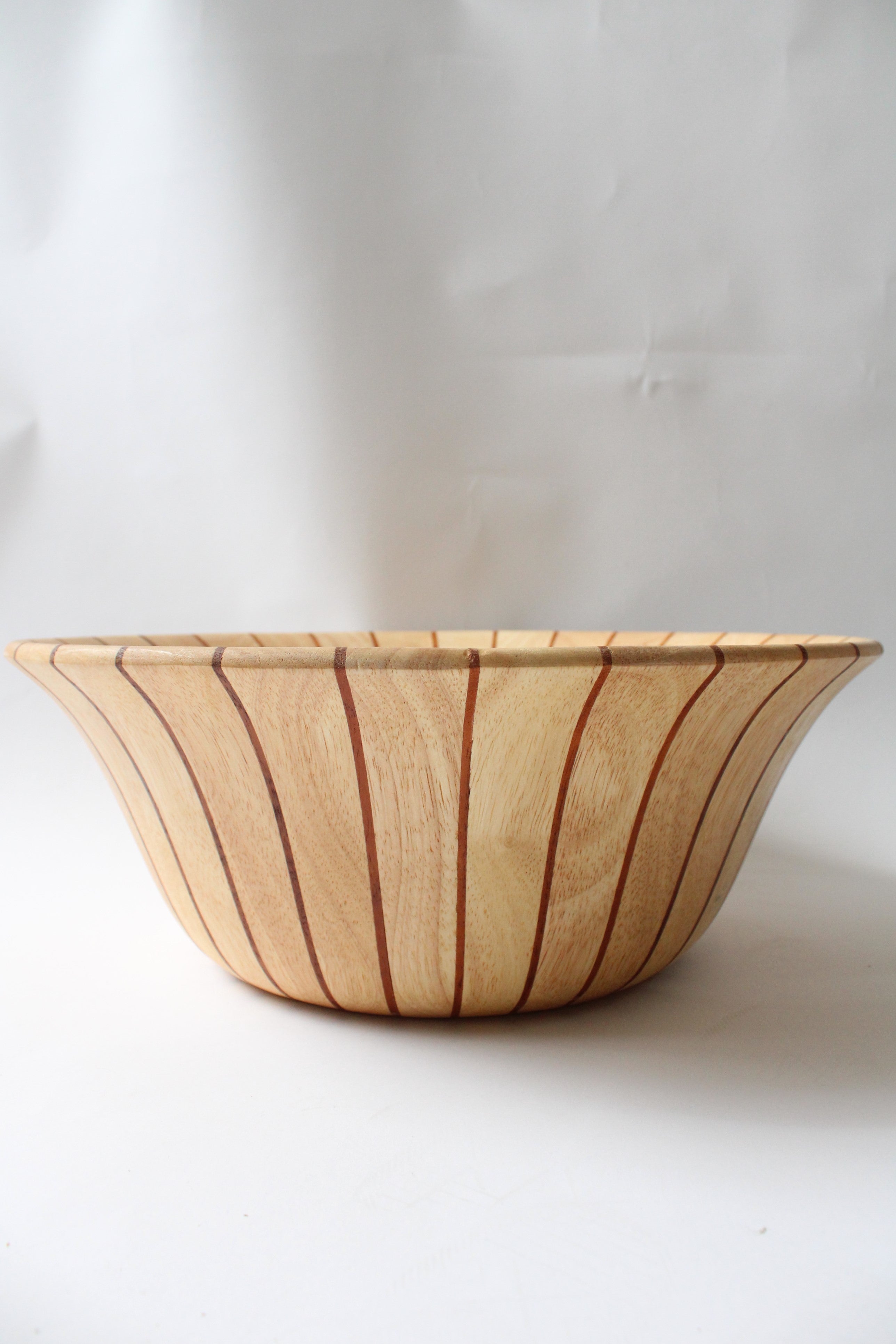 Dansk Wooden Striped Large Salad Bowl | 16"