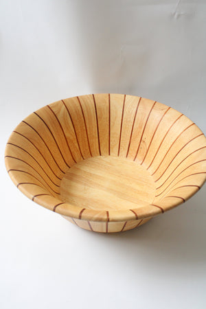 Dansk Wooden Striped Large Salad Bowl | 16"