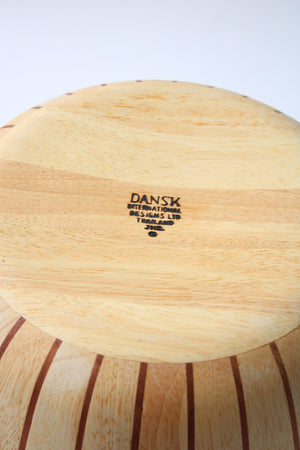 Dansk Wooden Striped Large Salad Bowl | 16"