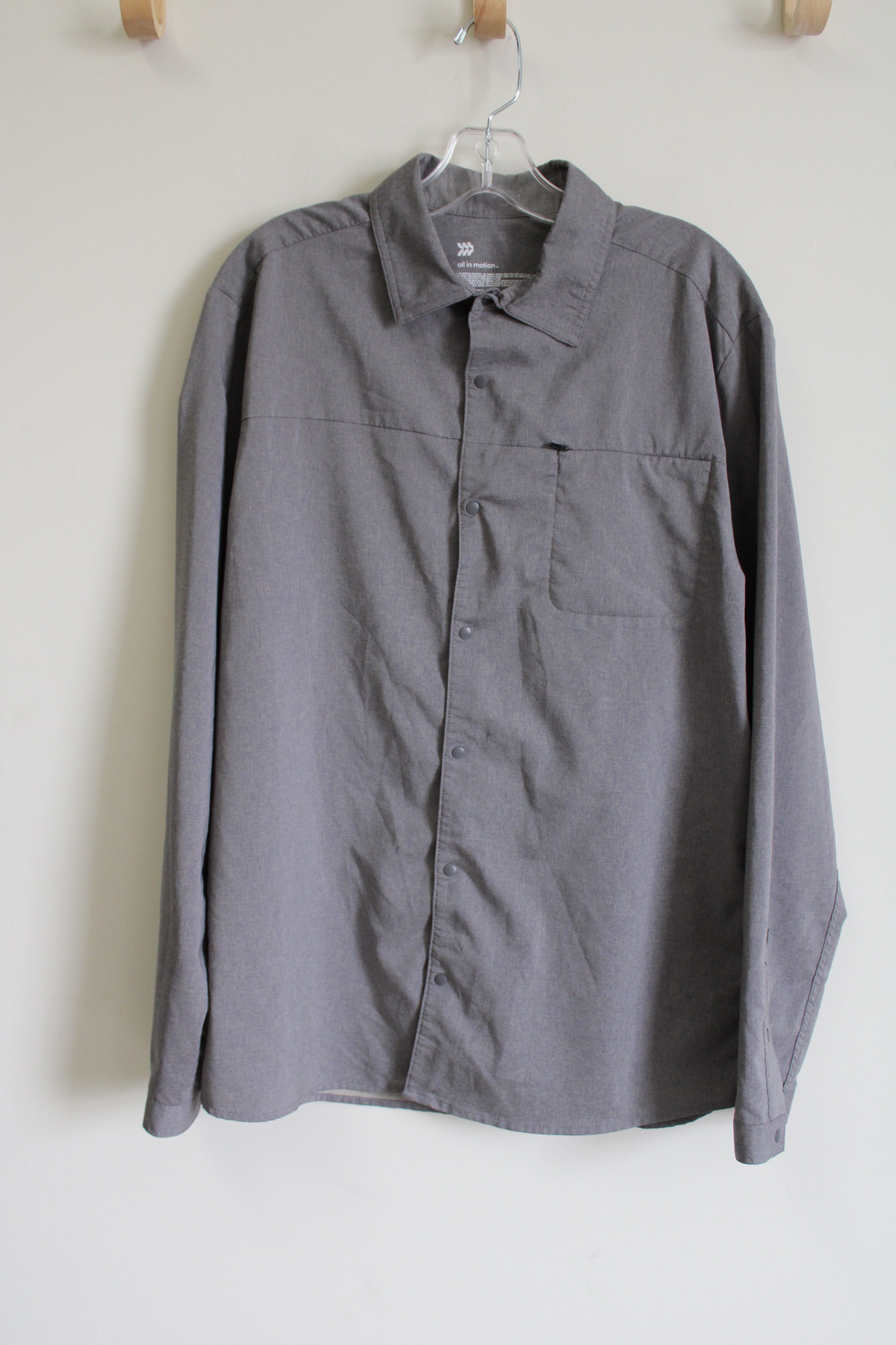 All In Motion Gray Button Down Shirt | L