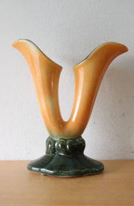 Hull Antique Double Medley Yellow Vase