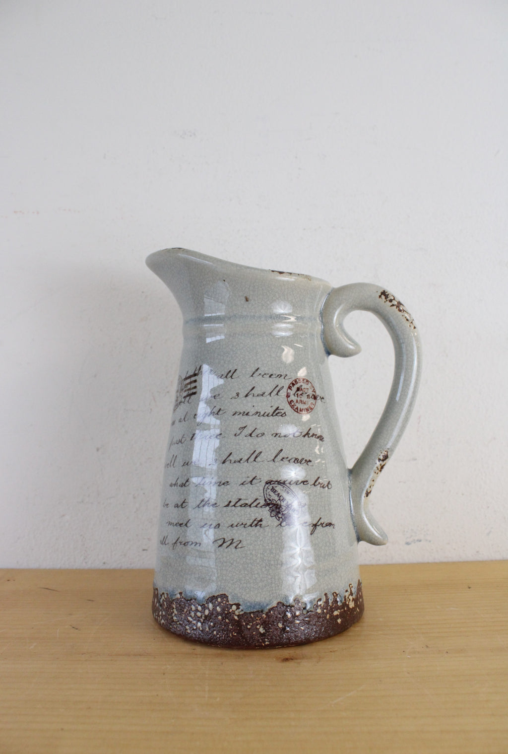 Antique Gray Ceramic Pitcher