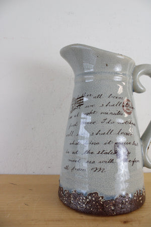 Antique Gray Ceramic Pitcher