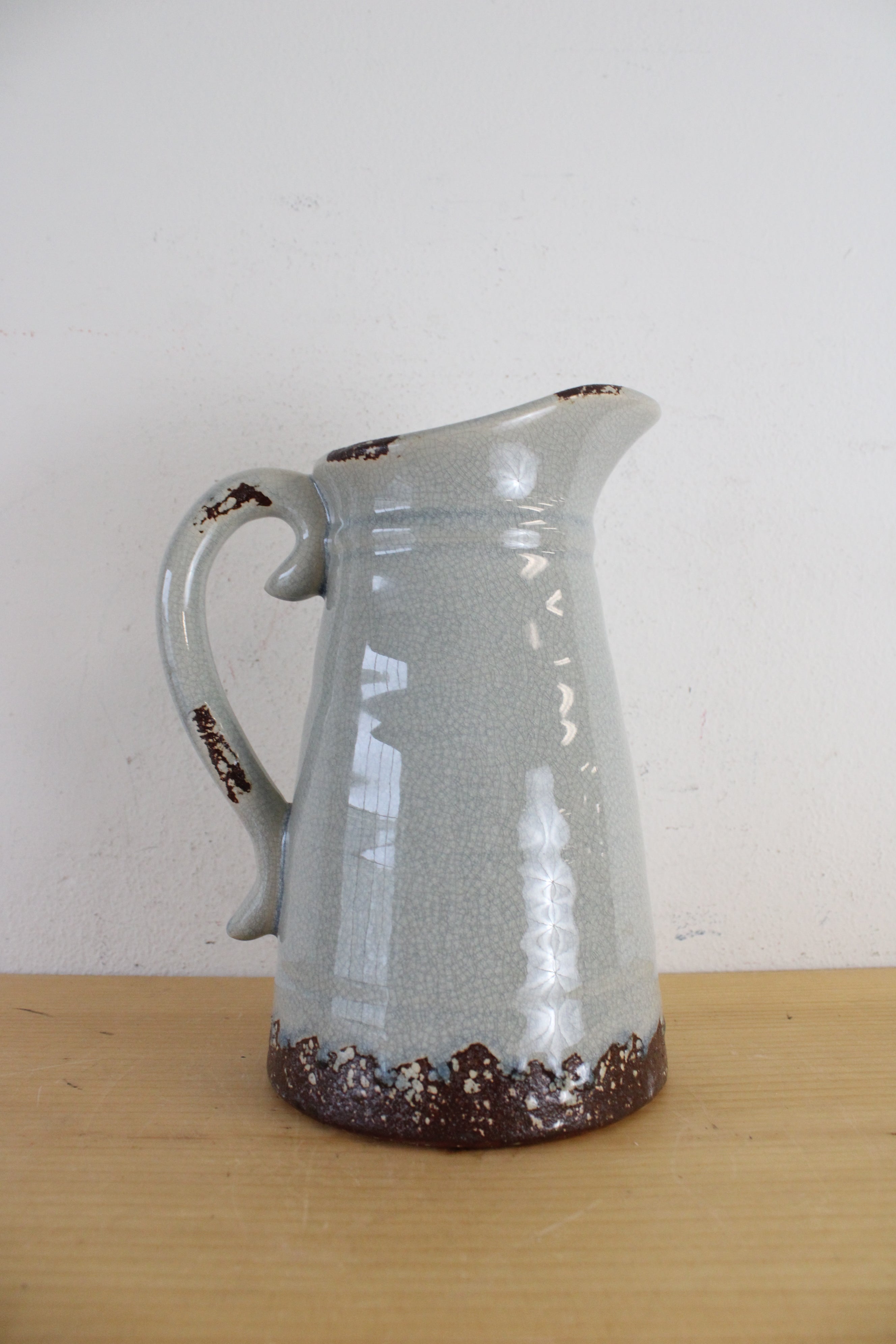 Antique Gray Ceramic Pitcher