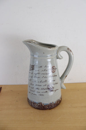 Antique Gray Ceramic Pitcher