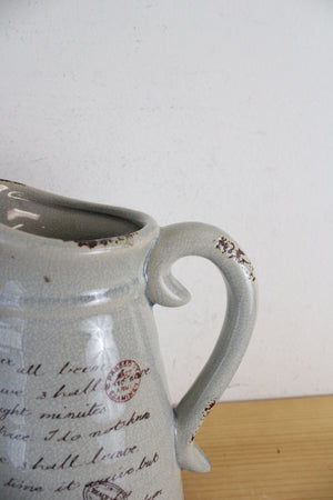 Antique Gray Ceramic Pitcher